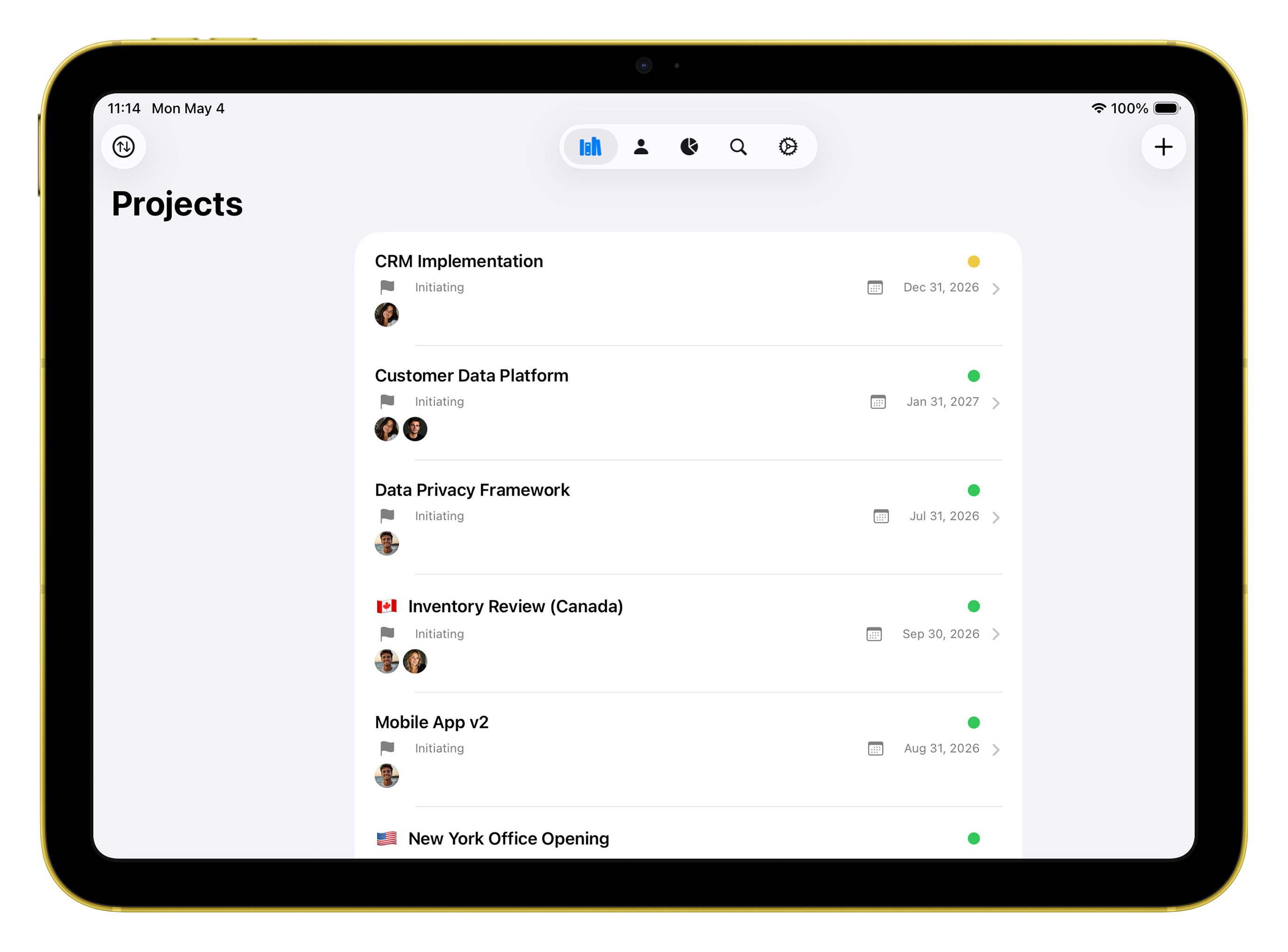 Projects on iPad Yellow