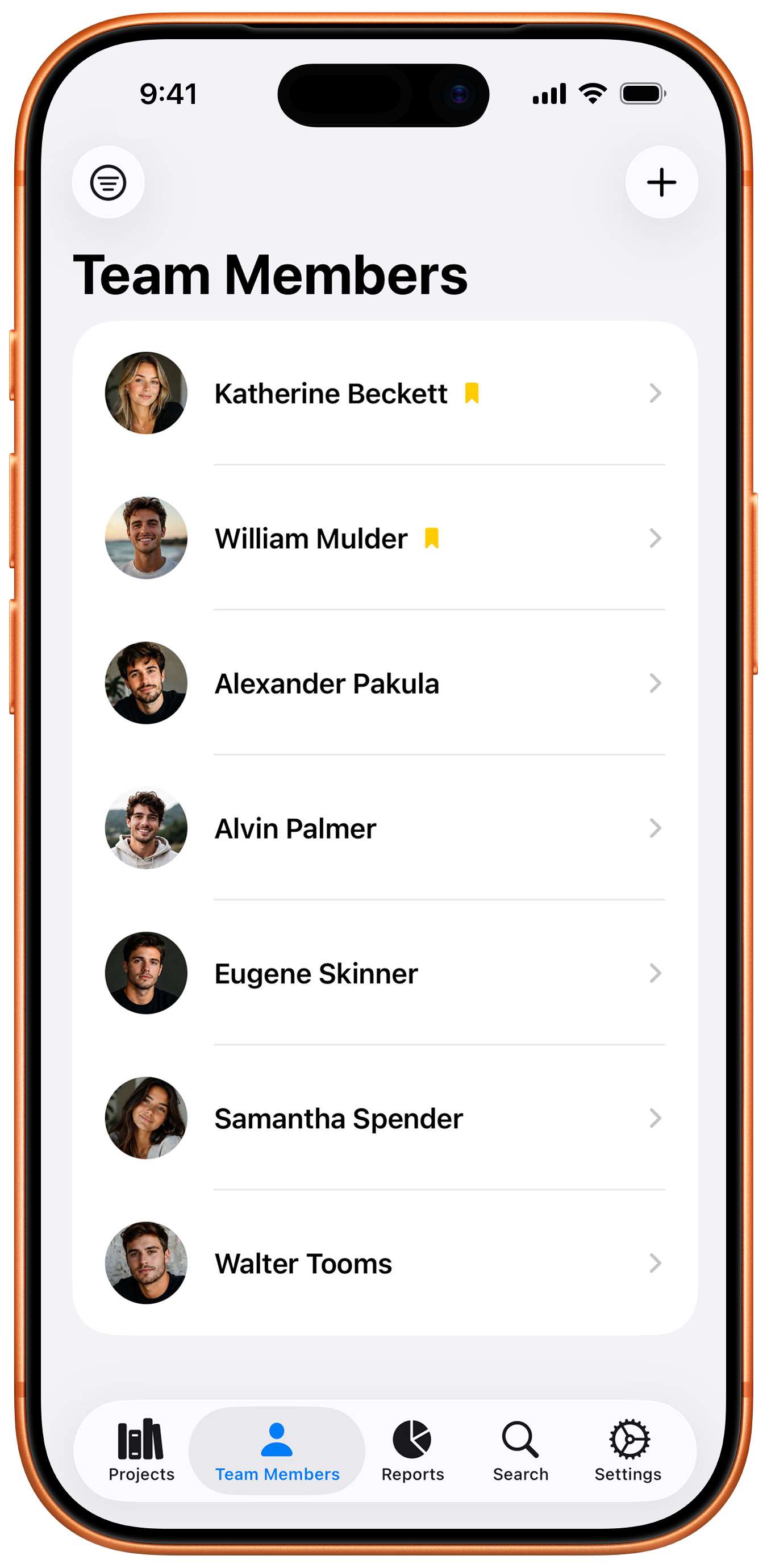 Team Members on iPhone 17 Pro Orange