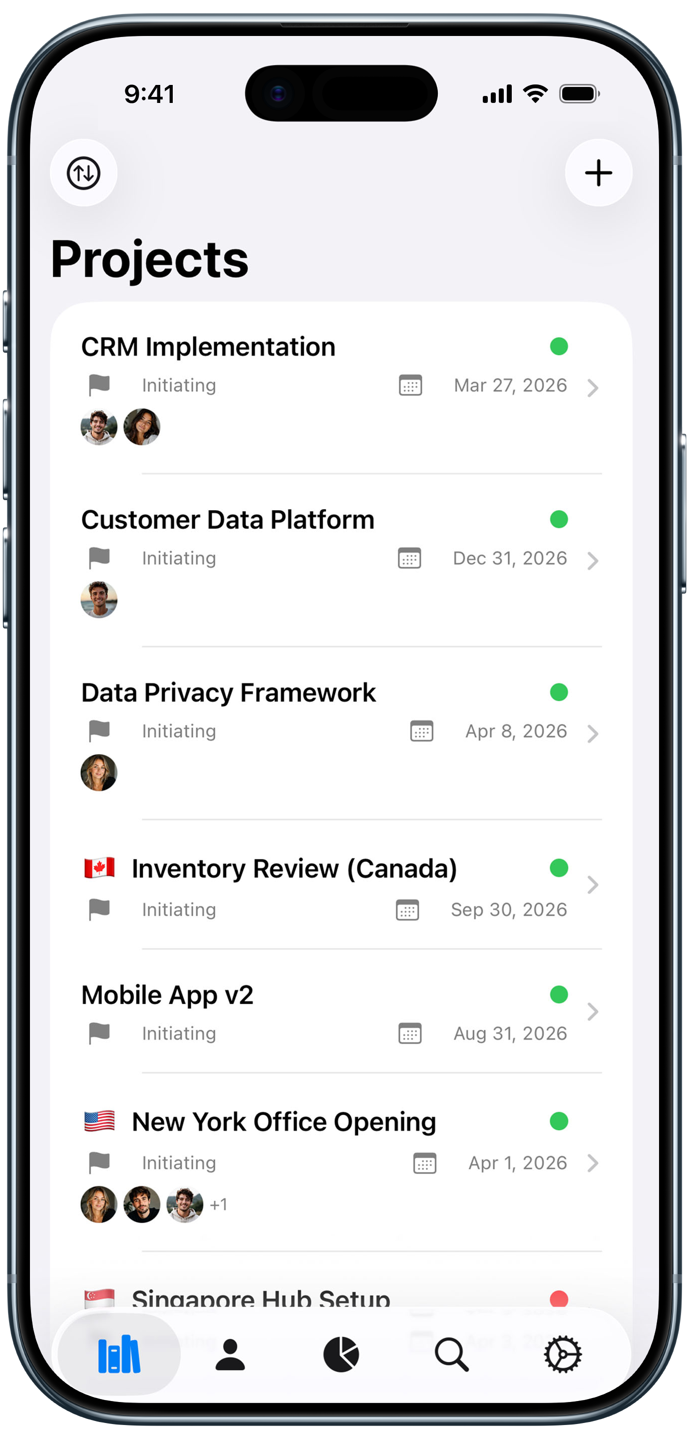Superb Projects on iPhone Air — Projects list
