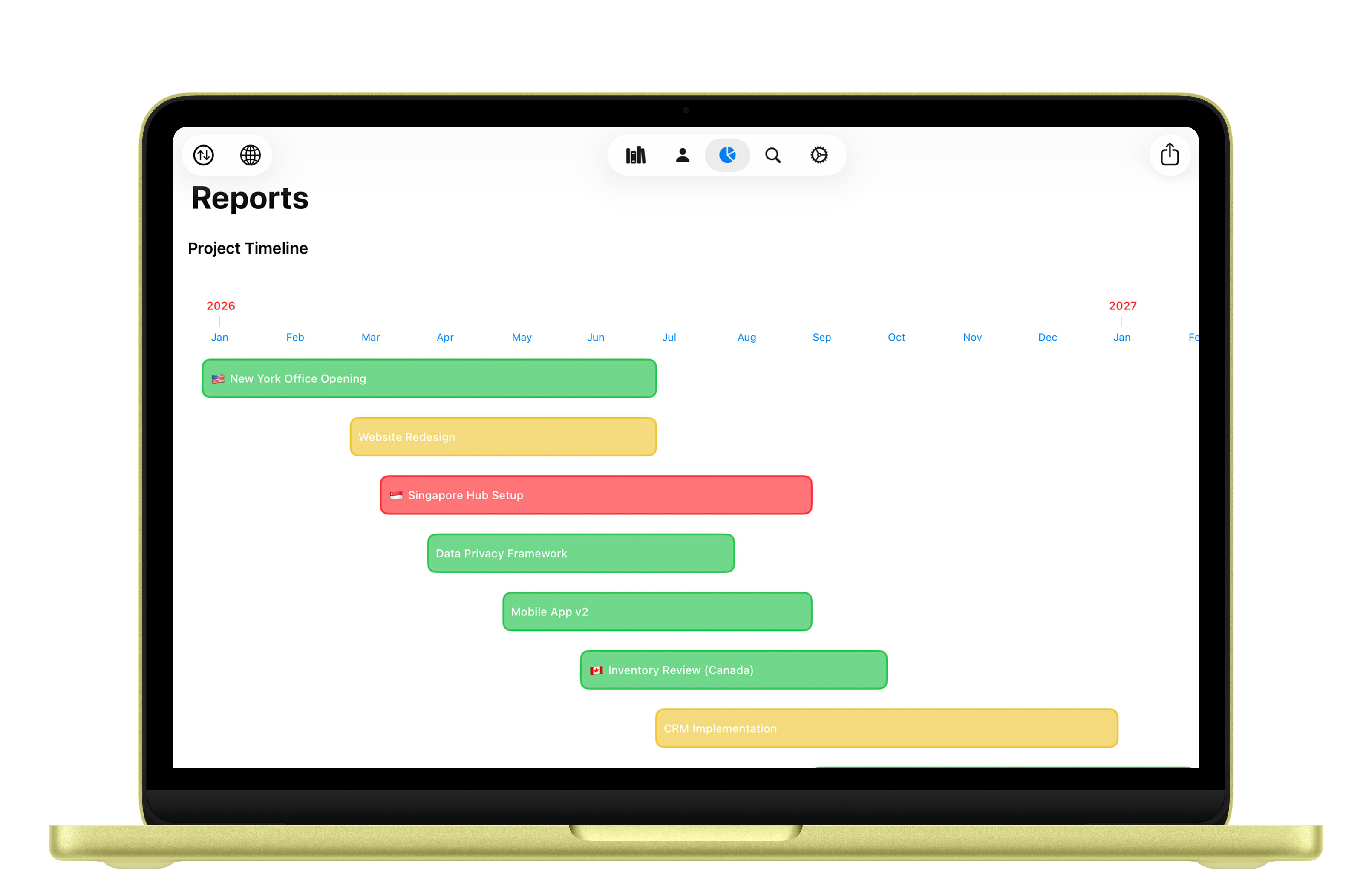 Gantt chart shown on a MacBook